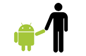 Imagem do Bugdroid e o Humano